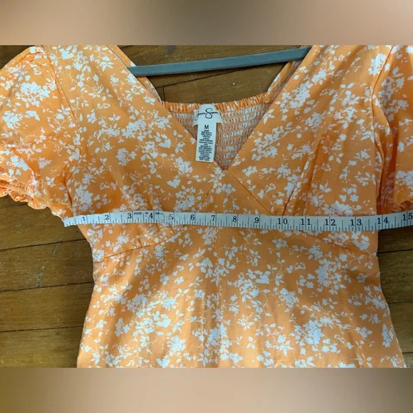 Jessica Simpson bright colorful orange mini dress spring flirty - Picture 6 of 7